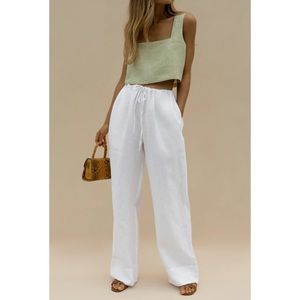 Posse wide leg drawstring linen pants high rise
